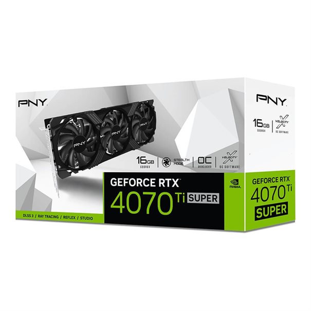 PNY 16GB RTX4070TI SUPER VERTO Tripple Fan-OC 3xDP/HDMI RTX 4070 TSUPER 16GB VERTO Overclocked Tripple Fan