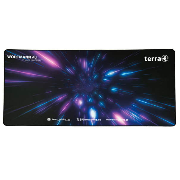 TERRA Mousepad XXL PURE Gaming black/black schwarze Umkettelung; 900 x 400 x 3 mm