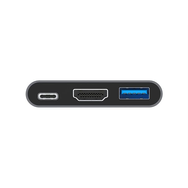 Adapter USB-C =>HDMI, USB 3.0, USB-C PD (St/Bu) 15cm schwarz/black