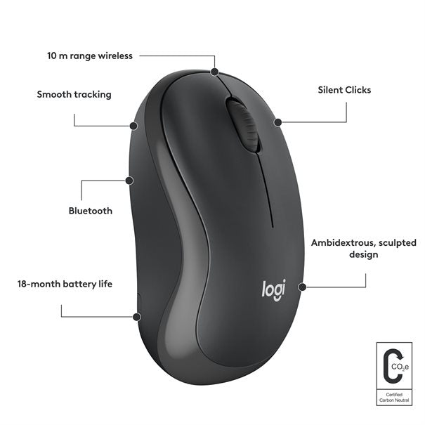 Logitech Mouse M240 SILENT Bluetooth graphit BT  DPI-Bereich: 400-4000, Schritte von 100 DPI