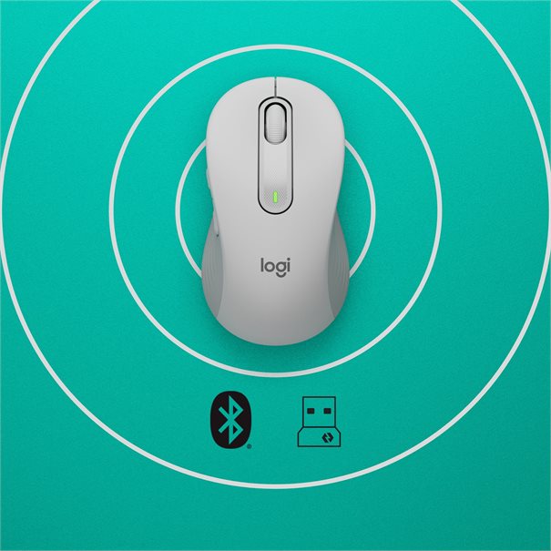 Logitech Mouse M650 SIGNATURE WL (RIGHT) BOLT weiß/grau BT für kleine und mittelgroße Hände (<17,5 - 19,0 cm)