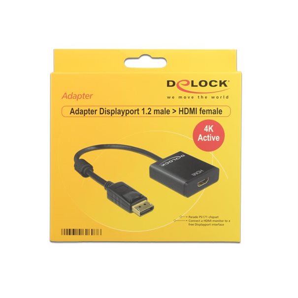 Delock Adapter DisplayPort 1.2 (DP) auf HDMI 4K (St/Bu) aktiv