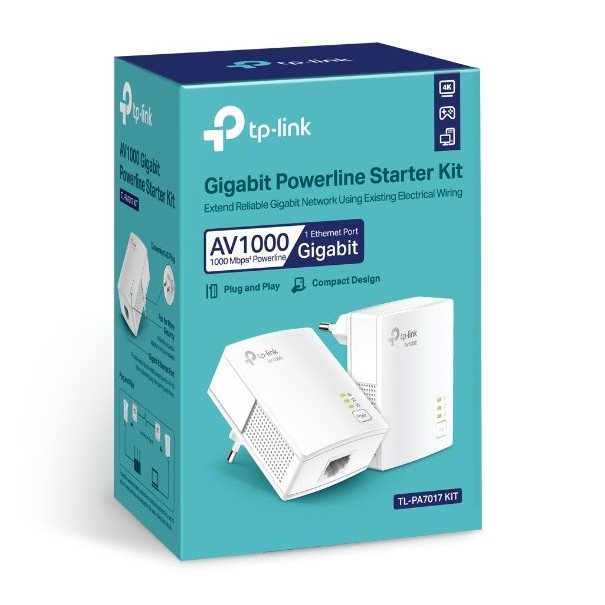 TP-LINK Powerline Gbit AV1000 1xLAN Schuko Kit Kit bestehend aus 2 TL-PA7019 Adaptern