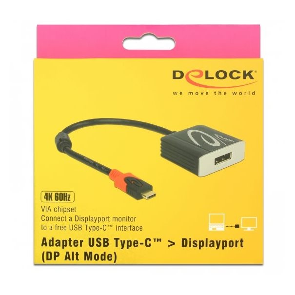 Delock Adapter USB-C =>DP (St/Bu) 15cm schw./black