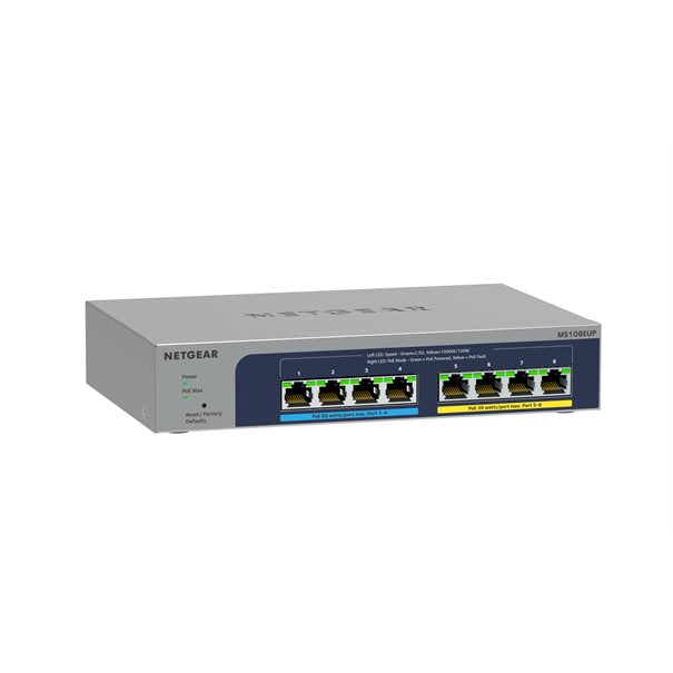 Netgear 8Port Switch 100/1000/2500 MS108EUP 8-Port Ultra60 PoE++ Multi-Gig unmgd Switch