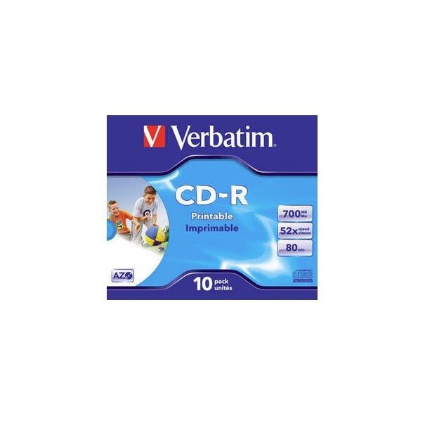 CD ROH Verbatim 700MB/ 52x printable 10er-Jewel