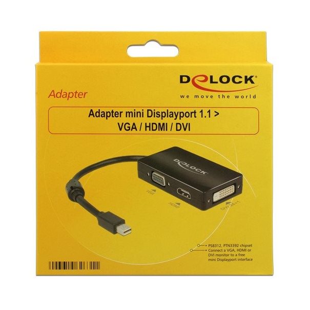 Delock Adapter Mini-DisplayPort auf VGA/HDMI/DVI  passiv black